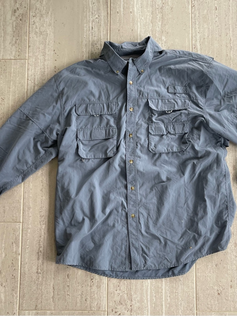World Wide Sportsman Men's XXL Fishing Shirt Long Sleeve blue Button Down